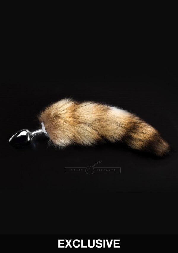 Plug en métal argenté avec queue en fourrure - modele taille moyenne